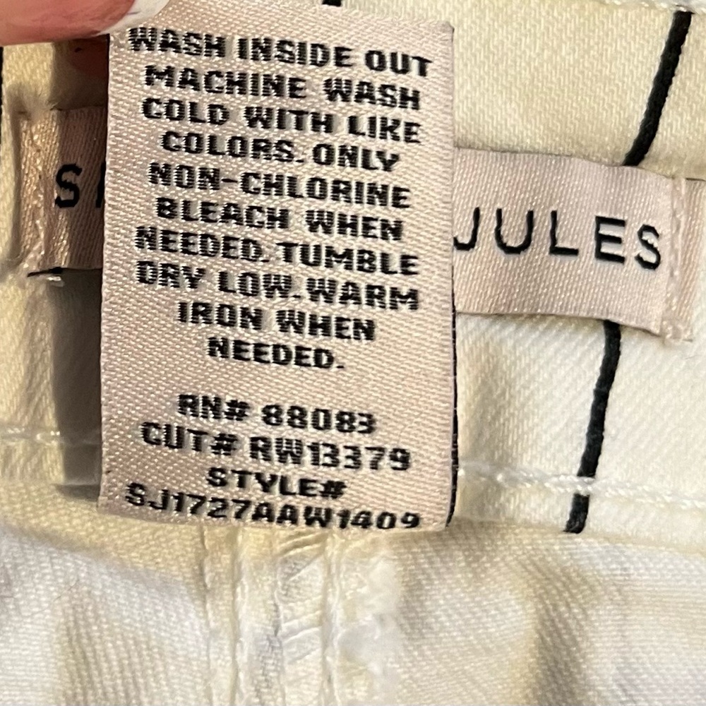 NWT Sincerely Jules Hi Rise Straight Crop White/Black Stripes Pants size 0/24 - Picture 5 of 5
